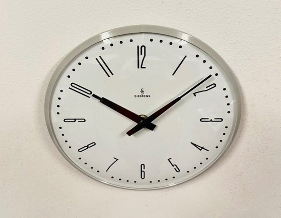Image 1 of Grey Industrial Factory Wall Clock from Siemens, 1970s