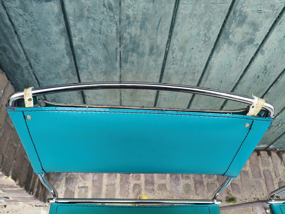 Image 1 of 3x Vintage leather bar stools - style Giandomenico Belotti for Alias