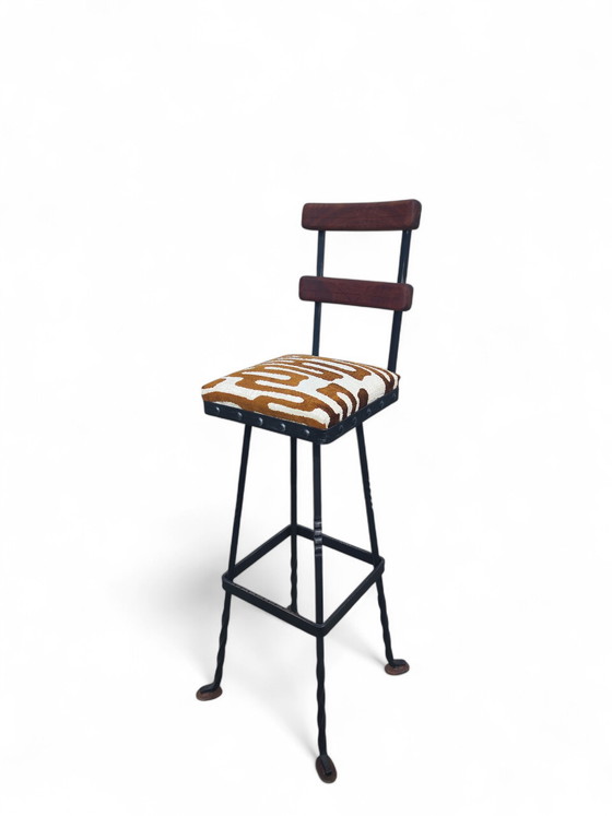 Image 1 of 6 1970s Brutalist Barstools in Steel and teak 