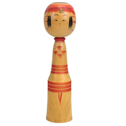 Muñeca Kokeshi Tradicional Japonesa Firmada – Estilo Togatta por Katsu (25.5 cm)