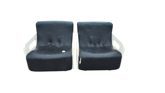 Image 1 of Vintage Space Age “Tortuga” Armchairs by Beka Italia – 1970s – Restoration Project + Luxury Velvet Fabric Included