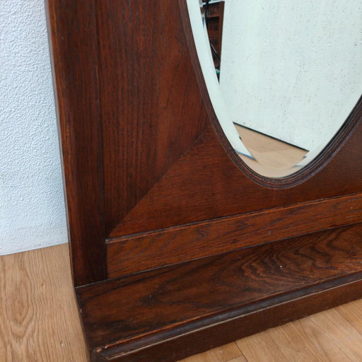 Specchio antico da camino rurale, taglio sfaccettato a specchio