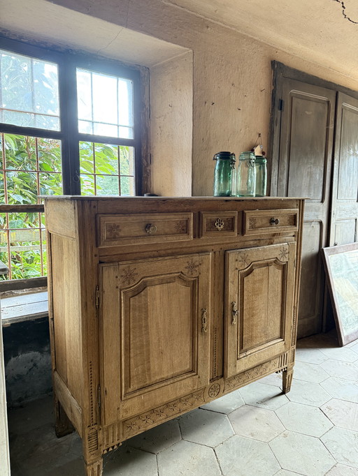Credenza bassa antica francese Luigi XVI rovere 