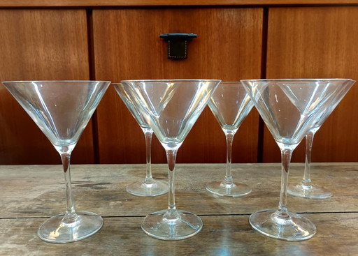 6x verres à cocktail martini Cristal d'Arques 