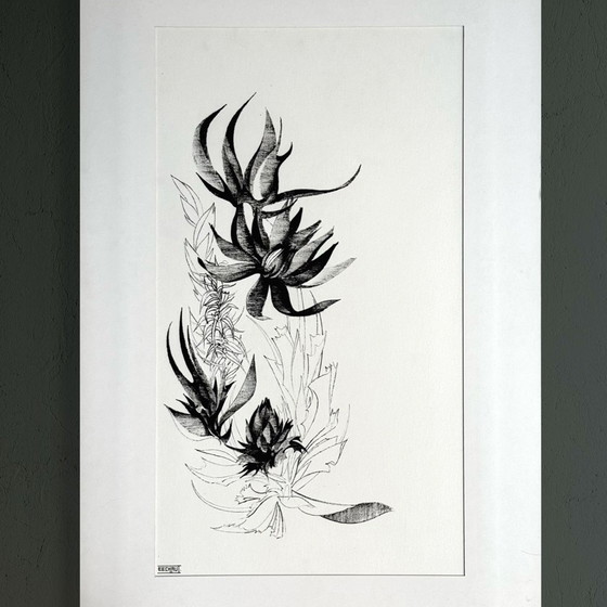 Image 1 of Eugene Eechaut (1928-2019) - Floral ink composition - 1970, signed