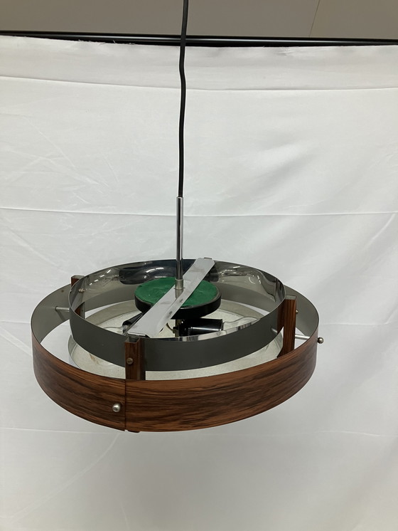 Image 1 of Vintage teak look Scandinavisch space age design hanglamp