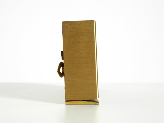 Beautiful, Small, And Rare Original Mechanical Swiza 8 Table Clock In Brass With An 8-Day Movement (photo 9 of 15)
