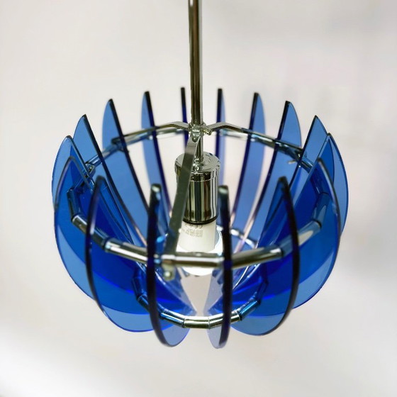 Image 1 of Vintage blue Murano pendant lamp by Veca