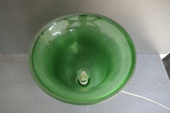 Image 1 of Vintage Italian green glass Murano Scavo lamp