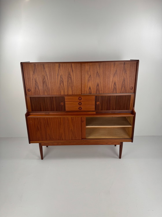 Image 1 of Johannes Andersen Highboard for J. Skaaning & Søn – Danish Design with Hidden Bar, 1960s