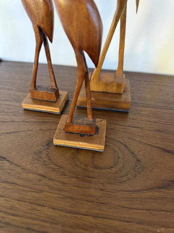 Image 1 of Ensemble de 3 hérons vintage en teck des années 60