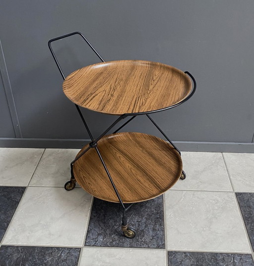 Carrello di servizio pieghevole attribuito a Paul Nagel per Jie Gantofta, Svezia, anni '60.