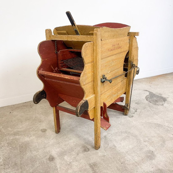 Alois Vogl wooden agricultural machine, red and natural, Decorative Objects, Metal, Vintage (photo 2 of 10)