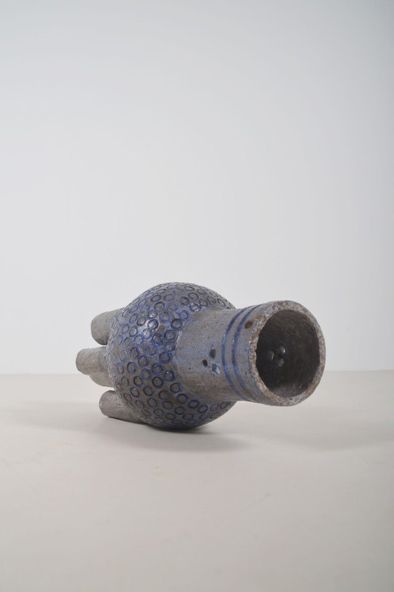 Image 1 of Ceramic sculpture with circular patterns and signature