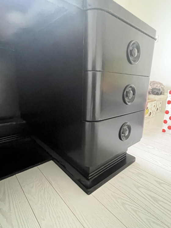 Image 1 of Eleganter Schreibtisch, Anfang des letzten Jahrhunderts, professionell schwarz lackiert