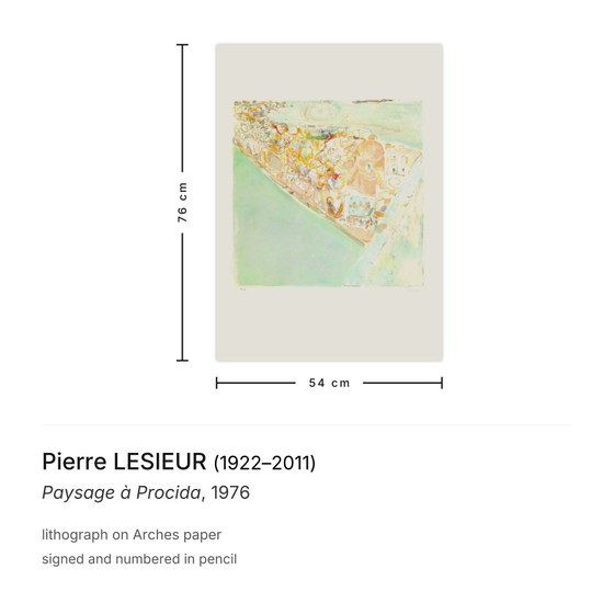 Image 1 of Pierre LESIEUR Paysage à Procida Signed lithograph 1976