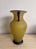 Midcentury Modern Murano Scavo yellow glass vase