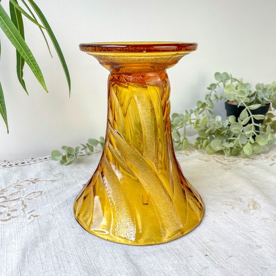 Vintage amberkleurige glazen vaas – Vazen, Glass (photo 8 of 9)