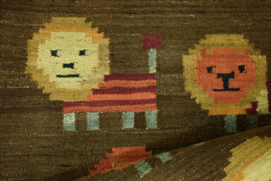 Image 1 of Tapisserie Tissée Polonaise Vintage Lions par Maria Janowska pour Wielkopolskiej Spółdzielni Pracy Przemysłu Artystycznego, 1970