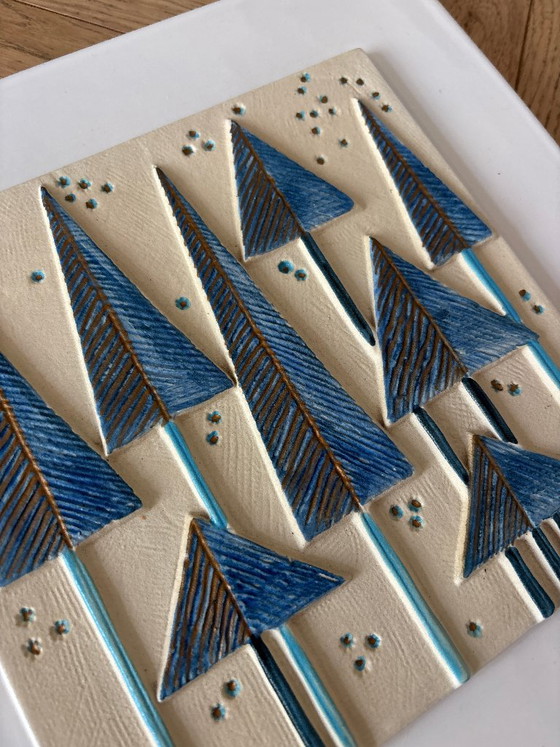 Pair of Ceramano REA Ceramic Wall Plaques, Rare Blue Colourway, West Germany, 1970s, Decorative Objects (photo 5 of 15)