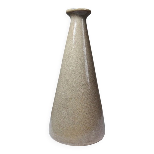 Art Deco konische Vase aus craqueliertem beigem Steingut, ca. .