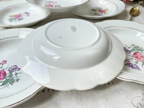 6 Piatti Fondi in Porcellana DIGOIN & SARREGUEMINES Modello Rene, Fatti in Francia 1950 – Stoviglie, Porcelain (photo 7 of 7)