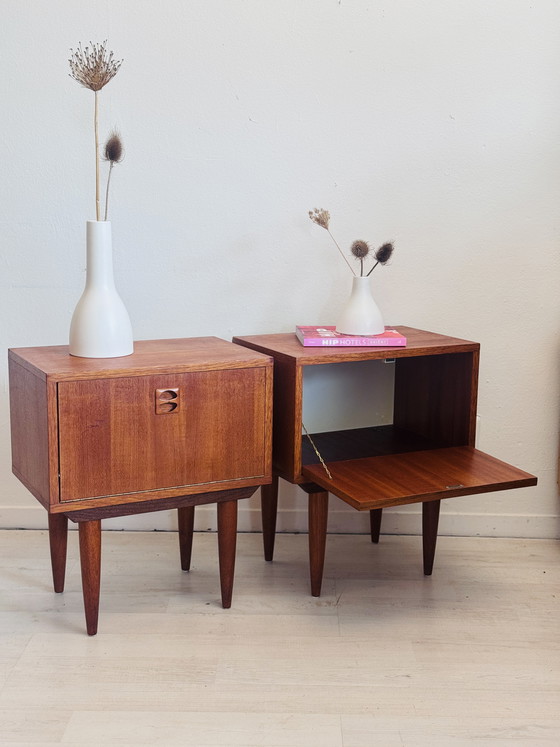 Image 1 of Set vintage Deense nachtkastjes teak jaren 60