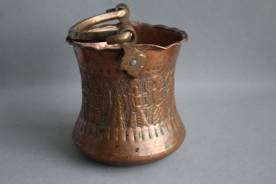 Image 1 of Solid copper kettle, copper pot, planter, cachepot with handle, vintage