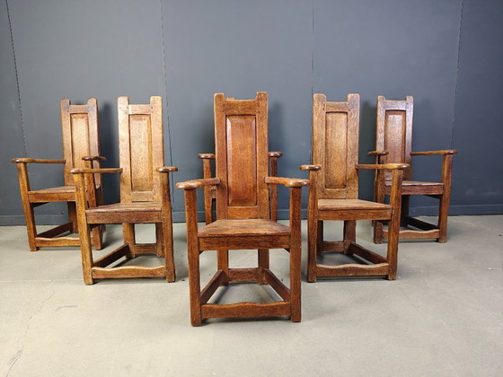 Image 1 of Vintage church chairs, set of 6 - 1950s
