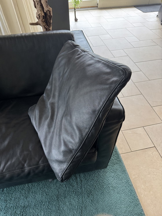 Image 1 of Sehr luxuriöses 4-Sitzer-Sofa aus schwarzem Leder