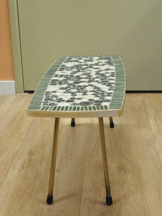 Image 1 of Vintage Rectangular Mosaic Side Table Blue Green