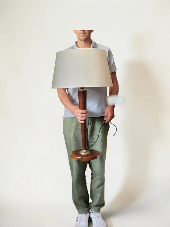 Unilux Design Mazda Lamp 1960s – Table lamps, Wood, Cotton, Mid Century Modern (photo 10 of 11)