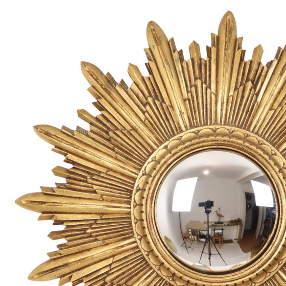 Bladgoud Zonnespiegel Sunburst Spiegel Hars 56cm – Plastic, Glass (photo 3 of 24)