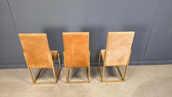 Image 1 of Vintage messing eetkamerstoelen van Belgochrom, set van 6 - jaren 70