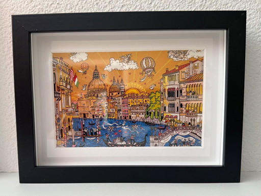 Charles Fazzino: "Angels Over Venice." Limited Edition 3-D Serigraph. Exclusively Published by Museum Editions Ltd. New Rochelle