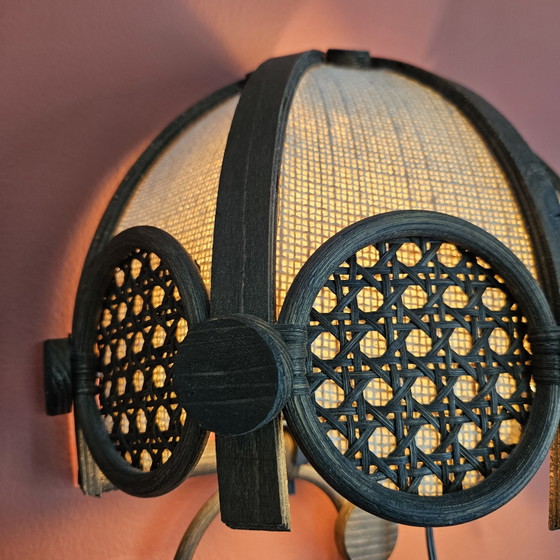 Image 1 of Vintage rattan wall lamp