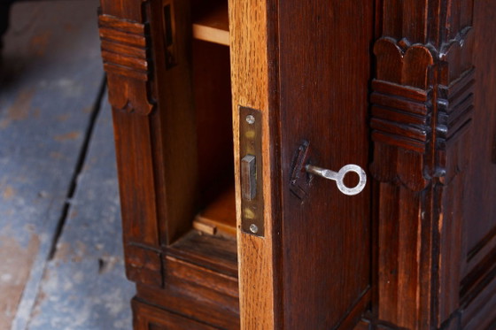 Restored Cubistic Writing Desk, Oak, Walnut, Revived Polish, Czech, 1910s – Metal, Wood (photo 21 of 21)