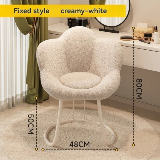 Image 1 of Make-up stoel, kaptafelstoel met rugleuning, kruk in crèmestijl, moderne minimalistische draaibare nagelstoel voor thuisgebruik.