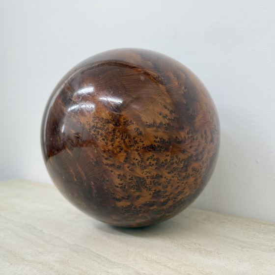 Image 1 of Large antique burl wood ball decorative wooden ball