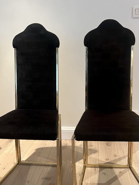 Image 1 of 4 bruine velvet stoelen