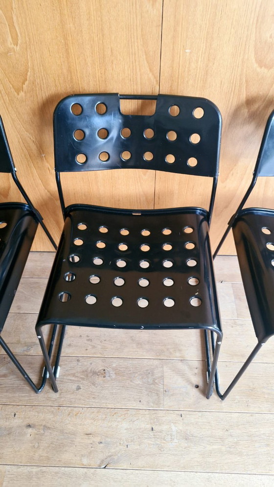 4 Original Vintage Black Omstak Chairs by Rodney Kinsman (Black Frame) – Bieffeplast, Dining chairs, Metal (photo 13 of 21)