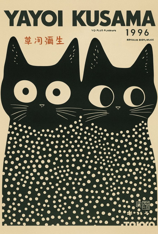 Stampa originale di Yayoi Kusama incorniciata.