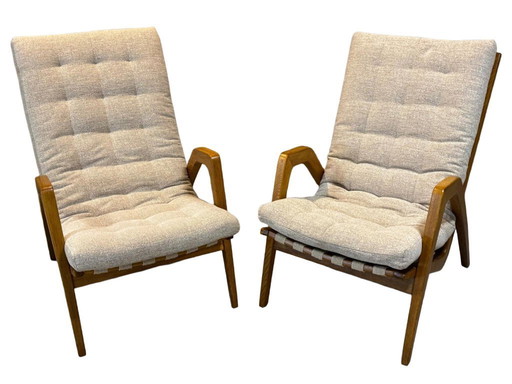 Pair of Armchairs by Jan Vaněk, 1940s, Fully Restored, Czechoslovakia