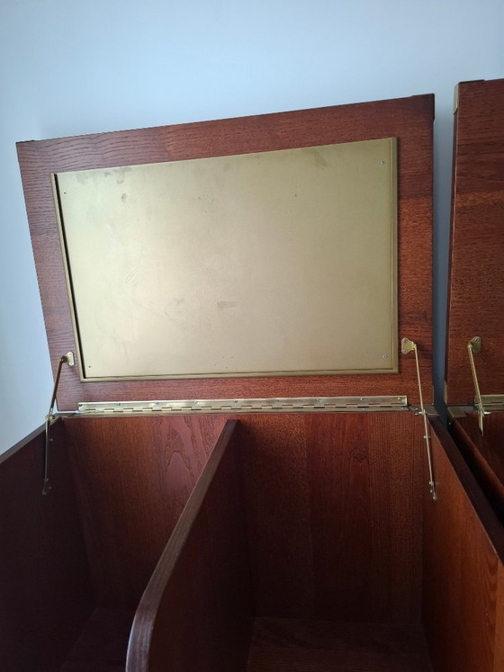 Rare Vintage Lee Jeans Wardrobe Trunk, Storage cabinet, Wood, Brass, Brown (photo 6 of 11)
