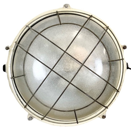 Lampada da parete o da soffitto industriale in alluminio pressofuso, anni '70