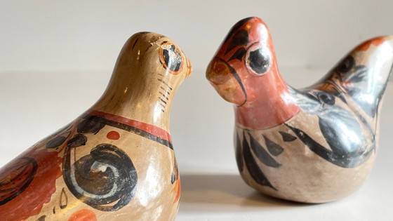 Image 1 of Couple Bird Ceramic Handmade Mexico Vintage