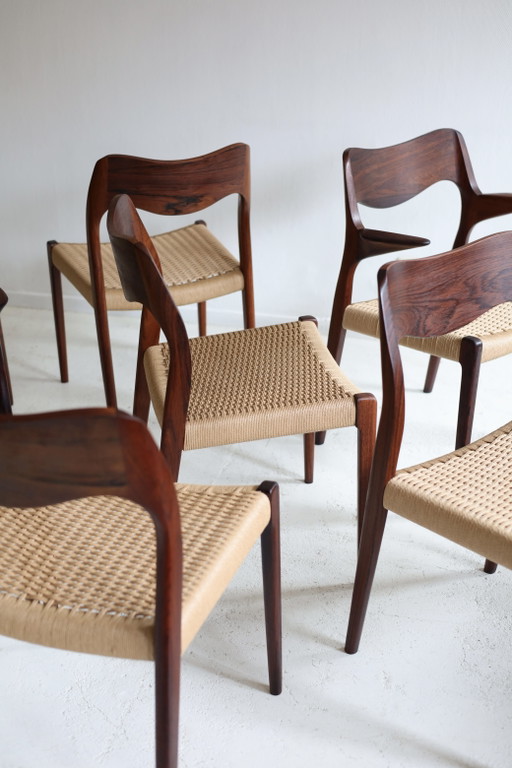 Set di 7 sedie da pranzo di Niels Otto Møller