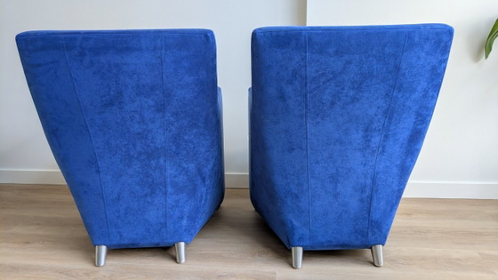 Image 1 of Leolux Dolcinea armchair - Suede cobalt blue - set of 2