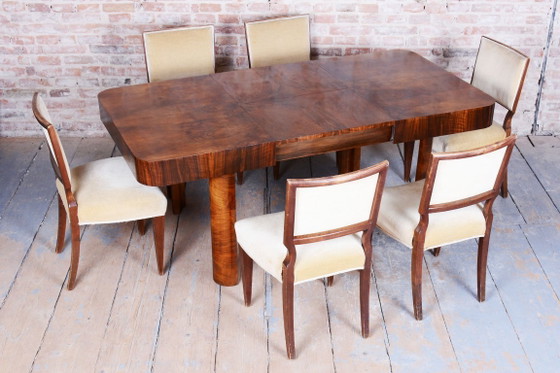 Restored Art Deco Extendable Table, Walnut, Revived Polish, Czech, 1930s – Dining tables, Wood (photo 17 of 17)