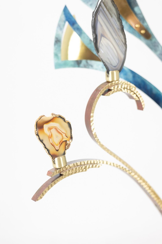 Image 1 of Lampe-Sculpture With Agates - Work by Artisan d'Art
